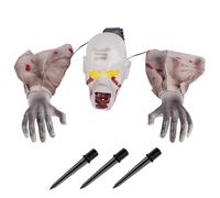 Decorazioni di Halloween spaventose, decorazioni di zombi illuminate, raccapricciante palazzo di scheletro di Halloween con picchetti per cortile, prato, giardino, chaveyardscary