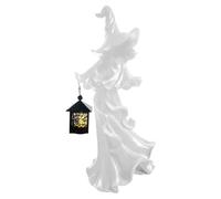 Decorazioni di Halloween Statua di strega con lanterna, scultura fantasma messaggero inferno in resina, senza volto, spaventosa statua vintage per casa, giardino, decorazione per cortile, esposizione