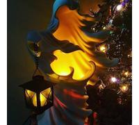 Decorazioni di Halloween Statua di strega con lanterna, scultura fantasma messaggero inferno in resina, senza volto, spaventosa statua vintage per casa, giardino, decorazione per cortile, esposizione