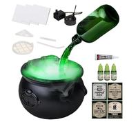 Decorazioni di Halween interno, spettrale Vintage Halloween Decor Witch Cauldron con bottiglie di pozione galleggiante Magia e nebbias, ciotola illuminata per decorazioni per feste domestiche