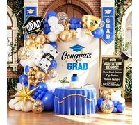 Decorazioni di laurea in oro bianco blu 2026, 116 pezzi kit ghirlanda arco palloncino per el 2026 college liceo laurea festa prom forniture decorative