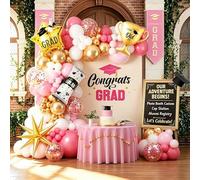 Decorazioni di laurea in oro bianco rosa 2026, 116 pezzi kit di ghirlanda ad arco per palloncini per el 2026 forniture per decorazioni per feste di laurea universitarie superiori