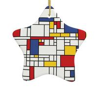 Decorazioni di Natale di stampa astratta del modello del mosaico, ornamenti dell'annata di ceramica con il cavo d'attaccatura,