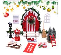 Decorazioni Di Natale per la Casa - Scena Di Natale Casa Da, Decorazione Di Natale per la Casa | Modello Di Scena In Miniatura Della Porta Della Casa Giocattoli In 1:12, Porta D