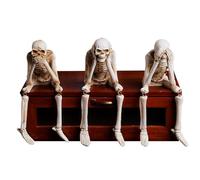 Decorazioni di scheletri di Halloween - Set di figurine a 3 pezzi per atmosfera spettrale per feste, statue durevoli e leggere con dettagli realistici, accento per le vacanze perfette per i fondali fo