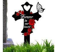 Decorazioni di tombe | Simpatia 2D acrilico per il cimitero | Cuore e Crossing Memorial Sympathy Markers Grave Markers per il giardino del cortile all'aperto