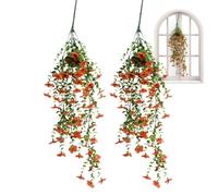 Decorazioni di viti verdi, viti artificiali - Fiori falsi arancioni, decorazione da parete della vite | Decorazione da parete ' di sfondo della casa di nozze da 74 cm/29 pollici, decorazione