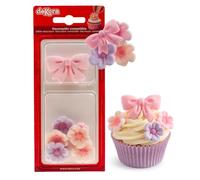 Decorazioni di Zucchero Dekora Fiocco Rosa e Fiorellini Confezione da 21 g Dolce
