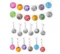Decorazioni Disco Swirls - 3 Pezzi Decorazione a Soffitto con Palline Disco, Spirali Colorate Neon per Festa in Stile Anni '70, Party Retro Hippie, Adatta a Compleanni e Eventi