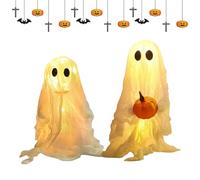 Decorazioni fantasma di Halloween | Decorazione di Halloween spaventosa e carina, 2 pezzi decorazioni illuminate scultura gotica per casa, festa, portico esterno, negozio interno bar giardino