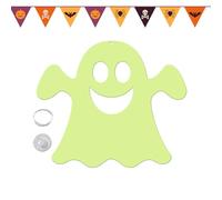 Decorazioni fantasma di Halloween, decorazioni sospese con fantasmi, decorazione illuminata che si illumina al buio, di grandi dimensioni, da appendere, per finestra, parete, porta, cortile, spettrale