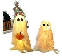 Decorazioni fantasma di Halloween, set di figurine gotiche illuminate, sculture spettrali festive per tavolo, giardino all'aperto, portico, display del negozio, bar interno, festa, casa, finestra ed e