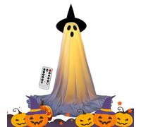 Decorazioni Fantasma Halloween - Fantasma Illuminato Spaventoso per Esterni con Luci LED a Corda e Telecomando,Accessorio Suggestionante Per Halloween Festività Cortile Giardino Portico