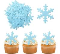 Decorazioni festive a forma di fiocco di neve per cupcake, realizzate in ostia di riso completamente commestibile, perfette per feste a tema