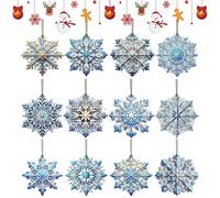 Decorazioni Fiocchi di Neve | 24 Pezzi Blu Doppia Faccia Decorazione Appesa - 2D Ornamenti A Fiocco Di Neve Per Albero Di Natale - Per Aula Festa Paese delle Meraviglie Innevato Compleanno Vacanza Cas