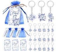 Decorazioni floreali blu per addio al nubilato Something Blue Before I Do Portachiavi a tema Borse regalo Etichette di ringraziamento con stringa Fiore Blu Bomboniere per donne Matrimonio Fidanzamento
