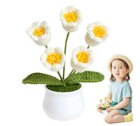 Decorazioni floreali creative: composizioni floreali all'uncinetto, decorazioni floreali realistiche | Fiori spinti fatti a mano, decorazione della tavola interna, piccole piante decorative per la