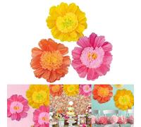 Decorazioni floreali di carta crepe luminose e audaci per celebrazioni di nozze