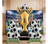 Decorazioni generiche per feste di calcio, trofeo campione gigante da 150 cm e 2 palloncini grandi in alluminio, kit di forniture per feste di compleanno e eventi sportivi, confezione da 3