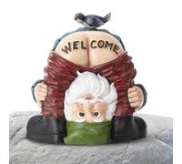Decorazioni gnomi per il giardino - Figure di gnomi di benvenuto Ornamenti per prato Statua di gnomo in peral | La decorazione in stile fiaba dei piccoli gnomi divertenti di jard
