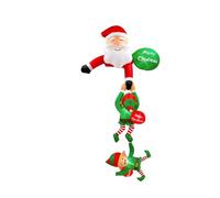 Decorazioni gonfiabili natalizie, Babbo Natale che si arrampica con renne e pupazzo di neve/elfi,(Light green,UK-)