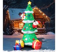 Decorazioni gonfiabili per albero di Natale all'aperto da 240 cm/8FT, decorazioni natalizie gonfiabili che ruotano e si accendono con 1 Babbo Natale 1 pupazzo di neve 3 scatole regalo