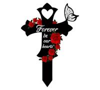 Decorazioni Graves, prato cimitero 2D Paga ACRILICO | Cuore e Incrociamento Memorial Simpatia Grave Marcatori Carta per Outdoors Yard Garden