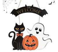 Decorazioni Halloween Cartello, 45 x 35 cm Decorazioni Halloween Porta, Helloween Decorazionis Porta di Casa, Zucca, Fantasma, Gatto Nero, Decorazionis Halloween Casa, All'aperto, Infestata