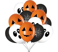 Decorazioni Halloween Casa - 35 Palloncini Halloween, Palloncini Nero Bianco e Arancione con Zucche Ragni e Fantasmi -35 Pz-