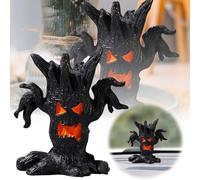 Decorazioni Halloween con facce di albero Monstéŕ | Statua realistica dell'albero di Halloween | Figurina del volto dell'albero | Ornamento per interni ed esterni Witch Candy (A, AS SHOWN)