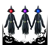 Decorazioni Halloween per Esterni | Pali Streghe con Luci Led - Horror 150 cm con Volto Luminoso a Led per Sentiero Giardino Autunnale Cimitero