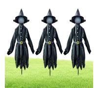 Decorazioni Halloween per Esterni | Pali Streghe con Luci Led | Horror 150 cm con Volto Luminoso a Led per Sentiero Giardino Autunnale Cimitero