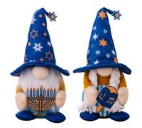 Decorazioni Hanukkah, 2 pezzi carini Mr & Mrs Hanukkah Gnome, gnomi senza volto pluh con cappello a stella, regali di arredamento gnomo morbido 11x2, 8x2 per scaffali, tavolo, arredamento da scrivania