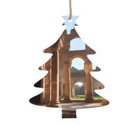 Decorazioni in legno da appendere a forma di albero di Natale, luoghi storici, 1 per decorazioni natalizie, pendenti a forma di pupazzo di neve con campanella vintage