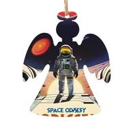 Decorazioni in legno da appendere Space Odyssey a forma di angelo, 4 pezzi per decorazioni natalizie, pendenti a forma di pupazzo di neve con campanella vintage