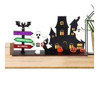 Decorazioni in Legno di Halloween - 5 mm di Spessore, Stile Rustico, Design del Castello A-D, Decorazione da tavola spettrale | Decorazioni per Feste di, e Fantasmi | Cartello a più