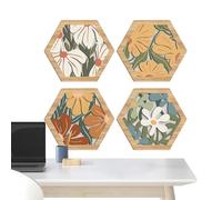 Decorazioni In Legno Per Parete,Arte Boho in Legno per Pareti - 4 Pezzi con Motivo Geometrico per Casa Rustica Soggiorno Camera da Letto Ingresso