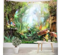 Decorazioni incantate a tema Paese delle Meraviglie, arazzo con funghi e foresta incantata per la cameretta di bambine, dimensioni personalizzabili