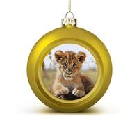 Decorazioni infrangibili per albero di Natale carino piccolo animale leone plastica ornamenti palla di Natale per feste di festa