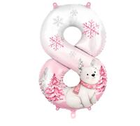 Decorazioni invernali del paese delle meraviglie, palloncini con orsi e | Decorazioni per feste invernali, numero 8 palloncini di compleanno, palloncini a tema orso polare fiocco di neve per 8°