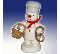 Decorazioni Invernali Pupazzo Con Baker Cestino E Brezel Altezza 8cm Nuovo Neve