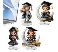 Decorazioni Laurea 2026,Set Di 4 Figurine Piatte 2D In Acrilico Con Messaggio Auguri - Statuetta per Laureati Girevole a 360 Gradi 2026 | Festeggiamenti Universitari, Ideale per Ragazzi, Ragazze, Donn