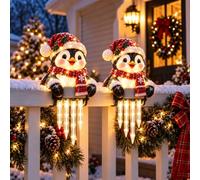 Decorazioni Luminose “Winter Glow” Con Pupazzo Di Neve E Ghiaccioli, Decorazioni Natalizie Da Esterno,Luci A Led Con Pupazzo Di Neve E Ghiaccioli Da Agganciare, Luci Natalizie Da Appendere (C*2)