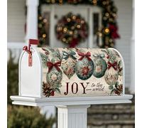 Decorazioni magnetiche per cassette postali, stile rustico vintage, nastro di pino rosso, copertura per cassetta delle lettere per decorazione della porta d'ingresso, 53 x 64 cm