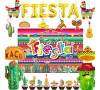 Decorazioni messicane per feste - 27 palloncini da appendere a forma di vortici in tessuto, cappello di cactus, burrito, topper per cupcake a tema Fiesta Cinco De Mayo, carnevale, festival, feste di