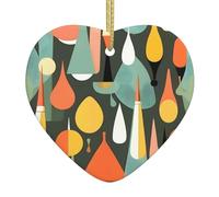 Decorazioni moderne retrò di metà secolo con stampa a forma di goccia, squisite decorazioni in ceramica a forma di cuore per alberi o case delle vacanze