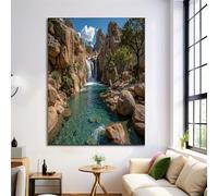 Decorazioni Murali di Paesaggi, Quadro Murale su Tela con Rocce Cascate Piscine, Stampe Artistica Poster Colore della terra per Camera da Letto Soggiorno, 60x90cm Senza Cornice