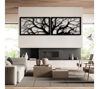 Decorazioni murali in Metallo sculture da Appendere a Forma di Ramo d'albero Alberi da Appendere per Soggiorno Camera da Letto Ufficio Colore Nero 98"X29"|247X73Cm