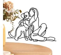 Decorazioni murali minimaliste - Iron Woman and Pet Wall Sculpture in stile astratto, silhouette leggera | Arte in metallo per accento interno, display murale, camera da letto, corridoio o proprietari