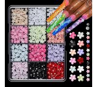 Decorazioni Nail Art con 12 griglie per manicure, Color01 | Ciondoli per unghie 3D con farfalla e cuore fragola in scatola per artisti professionisti delle unghie